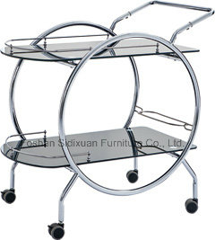 Rotating Two Layer Round Ring Stainless Steel Dining Car / Kitchen Trolley