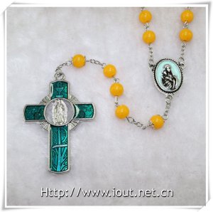 Virgin with Child Catholic Resin Rosary, Resin Round Beads Necklace (IO-cr374)